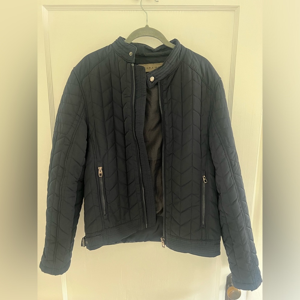 Zara quilted navy jacket